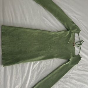 Verge Girl Green Mini Dress w/ Flare Sleeves